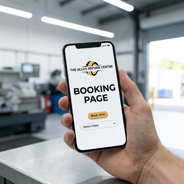 man booking in for wheel refurbishment man booking in for wheel refurbishment